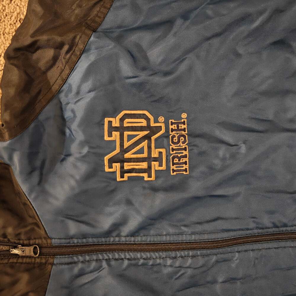 Vintage Notre Dame Fighting Irish Blue and Black Full Zip Windbreaker Jacket - Picture 2 of 11